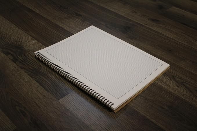Orange Media Grid Sketchbook. Spiral Bound. Left Spine. Multi-Media. (8.5" x 11") 1/8" Box. (Grey Grid). SB-2550-LS