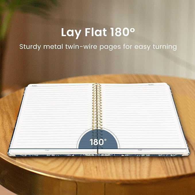 Taja Lined Spiral Journal Notebook for Women, A5 Cute College Ruled Hardcover Notebook for Work & Note Taking, Pretty Journal for Writing, 140 Pages, Rustic Bloom