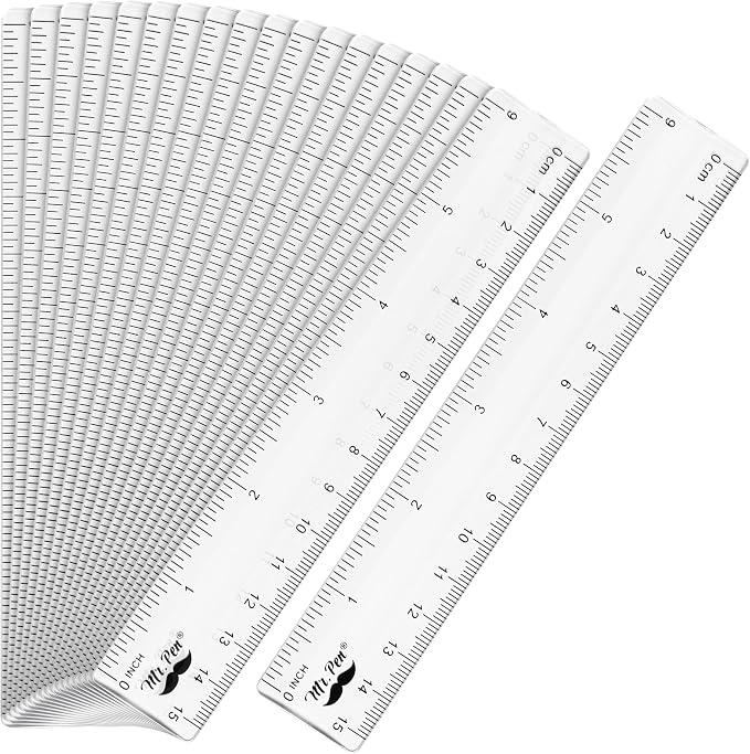 Mr. Pen- Bulk Plastic Rulers, 6 Inch, 18 Pack, Easy-to-Read Markings | Scratch-Resistant Design, Durable Clear Ruler for Crafting Office & School, School Supplies, Bulk Rulers Set, Measuring Tools