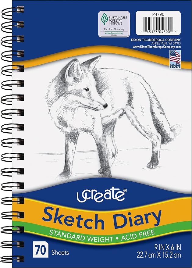 Pacon UCreate Sketch Diary, 9" x 6", 70 Sheets (Pack of 12)