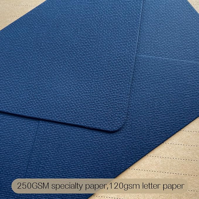 Tuhangcc Stationery Writing Paper and Envelopes Set with Jute Rope 4 X 6 for Writing Letter, (20 Best Paper with 10 Heavyweight envelopes),by Better Gift Office Products (Blue)