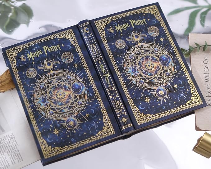 Hardcover Notebook Journal with 224 Pages, A5 Lined Journal with 100 GSM Thick Paper for Smooth Writing, Aesthetic Celestial Magic Planet Notebook Journal Ideal Journal for Teens, Men & Women