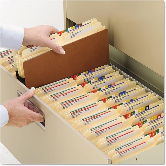 Smead Tuff Expanding Pockets, Set of 10 Accordion File Organizers for File Folders, Straight-Cut Tab, 5-1/4 inch Expansion, Letter Size, Office Supplies, Document Organizer (73390)