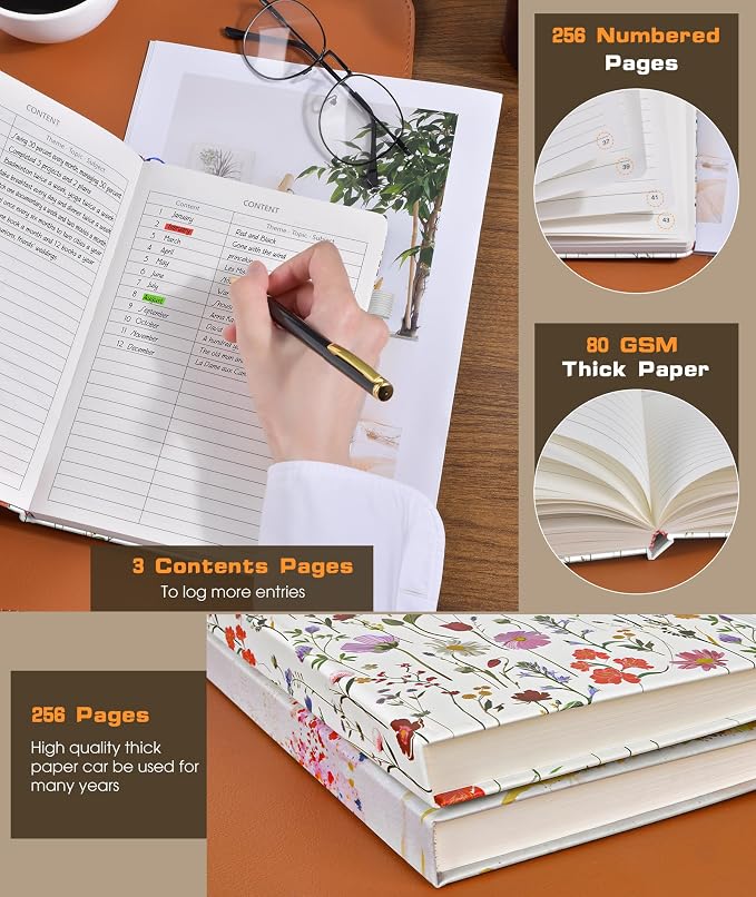 Lined Journal Notebook for Women Men, 256 Numbered Pages Hardcover Notebooks for Work, A5 Journaling Notebooks, College Ruled Journals for Writing Business School 5.75" x 8.38" Wildflower Garden