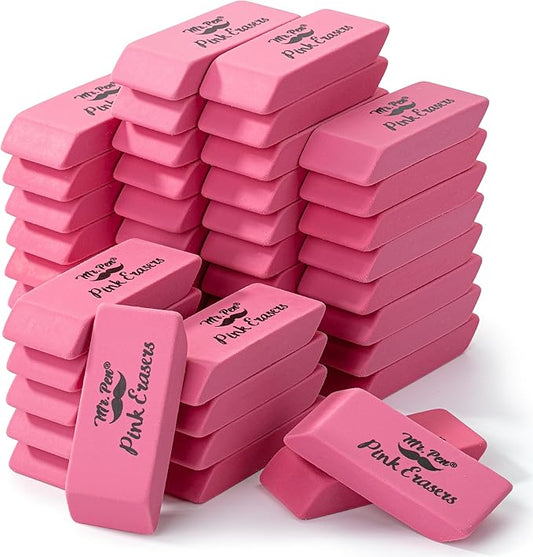 Mr. Pen- Pink Pencil Eraser Bulk, 48 Pack | Large Latex Free Block Erasers for School, Office, Art Sketching, Homework, Exams, Clean Smudge-Free Correction