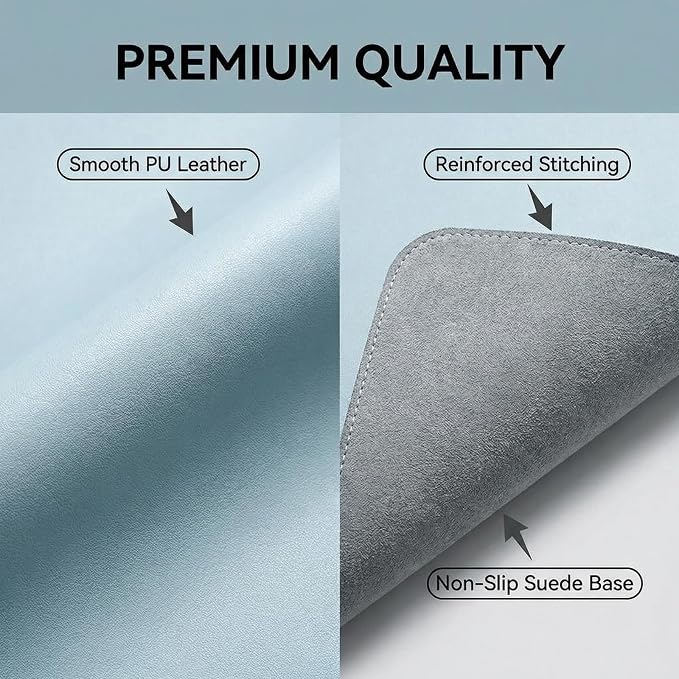 Desk pad mat,Mouse Pad,Office Desk Mat, Non-Slip PU Leather Desk Blotter,Desk pad,Waterproof Keyboard mat for Office/Home/Decor (Blue,23.64'' x 42.95'')
