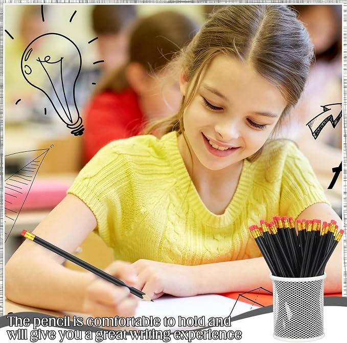 Tinlade 50 Pcs Black Triangular Grip Pencils Wood Wedding Pencils HB Graphite Pencil Pack Eraser for Baby Shower Drawing Sketching Bridal Shower Office Supplies