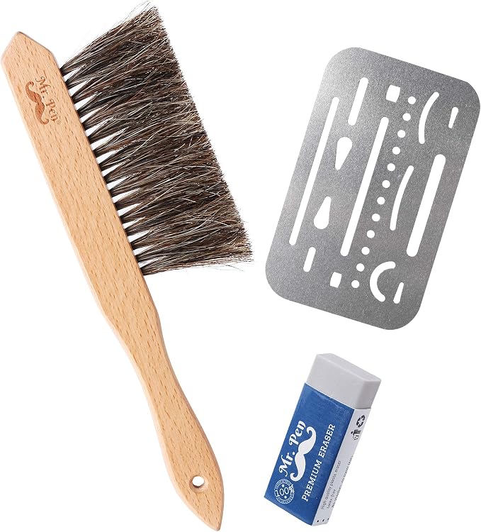 Mr. Pen- Art Eraser Set, 3pcs, Pencil Eraser, Artist Eraser, Art Erasers | Eraser Pencils for Artists, Drawing Erasers for Artists, Drafting Brush, Eraser Shield, Dusting Brush