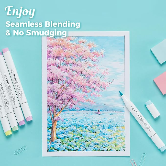 Ohuhu 5.5"x8.5" Double-Sided Bleedproof Marker Pad Art Sketchbook 50 Sheets | Small Sketch Book - 160 LB/280 GSM Smooth Drawing Paper - 50 Sheets/100 Pages - Spiral-Bound Sketch Pad for Alcohol Markers