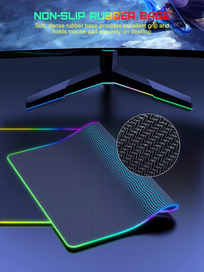 TopMade Wireless Charging RGB Mouse Pad, Waterproof Gaming Desk Pad with 4 Light Modes & 11 RGB Colors, Ultra-Smooth Surface, Non-Slip Base, 31.5"x15.75" XXL Large Desk Mat for MacBook, PC, Laptop