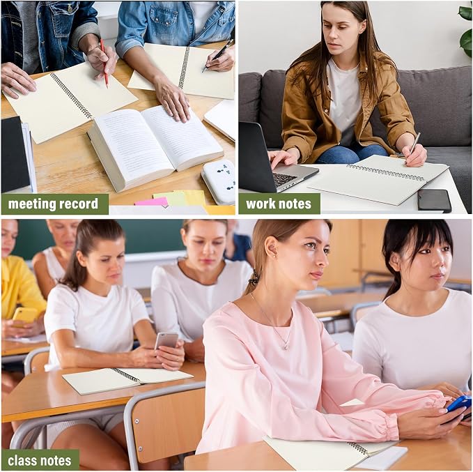 Fuutreo 6 Pack B5 Spiral Notebooks 10.5 x 7.45 Inch College Ruled Aesthetic Journal Kraft Hardcover 70 Sheets (140 Pages) Spiral Notebook for Office Students Work Journaling(Fresh,Morandi)