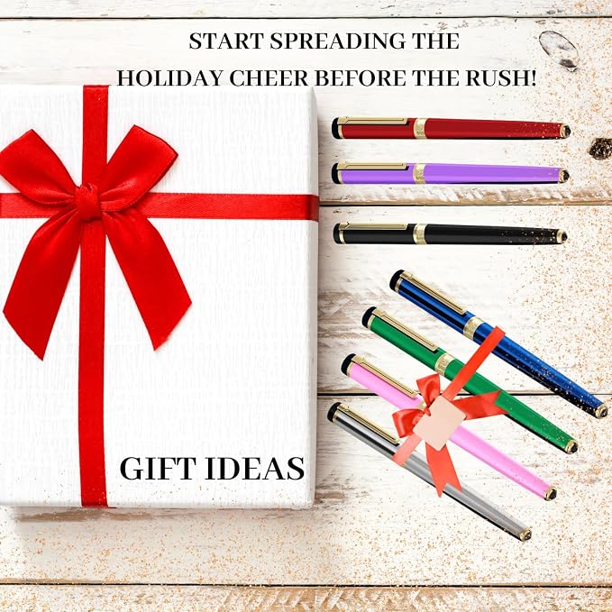 Dryden Designs Fountain Pen - Medium and Fine Nibs | Includes 24 Ink Cartridges and Ink Refill Converter | Calligraphy Pen, Consistent Writing, Smooth Flow - Emerald Green.