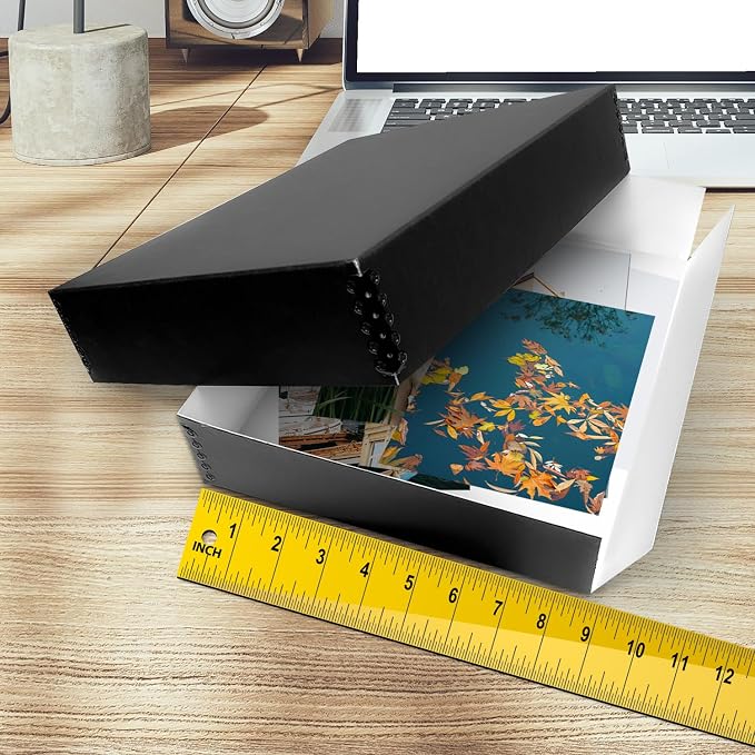 Golden State Art, Drop Front Archival Storage Box, 8.75"x10.75"x3"-Black | Acid-Free 8x10 Museum Photo Storage Box with Metal Edge, Preserve Documents, Prints, Poster, Photographs, Arts And Crafts