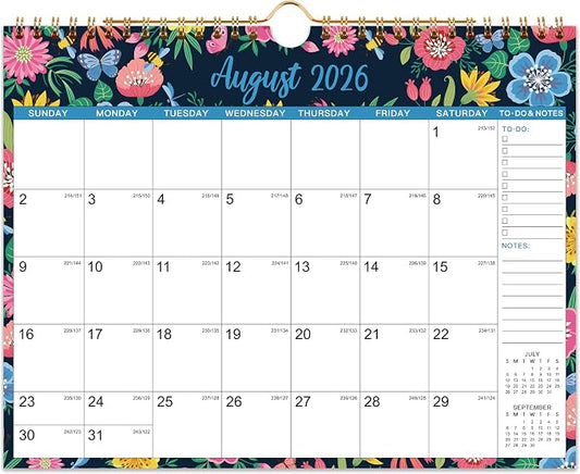 Wall Calendar 2026-2027 - Jul 20226 - Dec 2027, 18 Months Hanging Calendar 2026-2027, 11" x 8.5", Spiral Binding, Julian Dates, Large Block, Notes, To-do List, Thick Paper, Perfect for Organizing