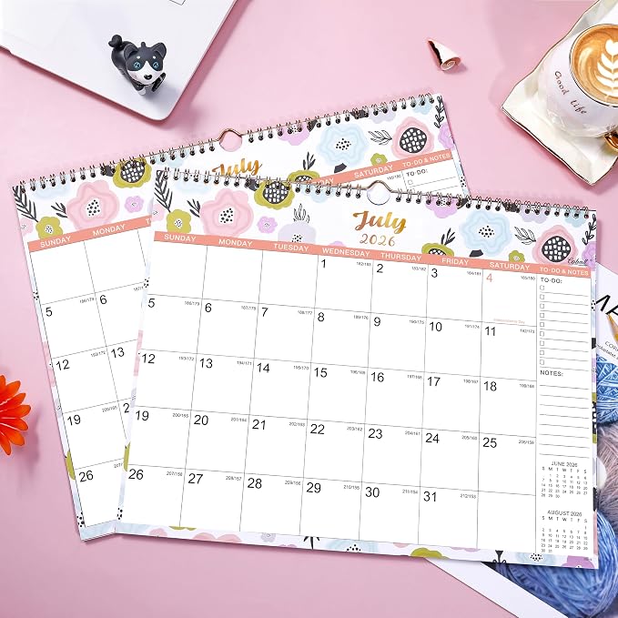 Wall Calendar 2026-2027 - 2026-2027 Calendar from Jul. 2026 to Dec. 2027, 14.75‘’ x 11.5‘’, Monthly Calendars 2026-2027 with Hanging Hole, Large Blocks