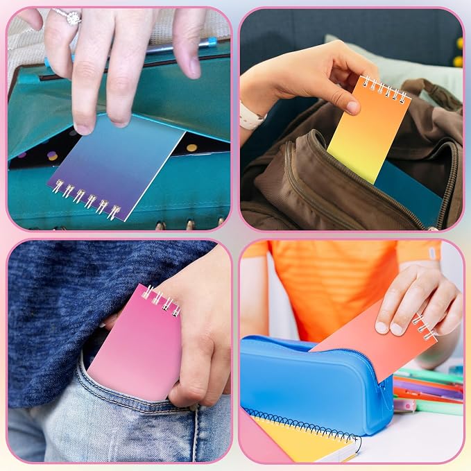 Mini Notebooks Bulk Small Spiral Notebook 24 PCS Mini Journal Pocket Notebooks Set Colorful Cover Notebooks for Party Supplies Teacher Children Classroom Rewards
