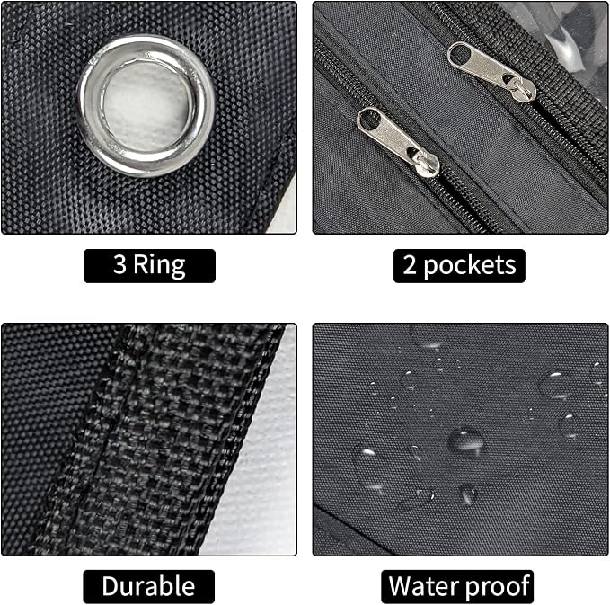 YoeeJob 2 Pack 1 Inch Expandable Zipper Pencil Pouches with Clear Window for 3 Ring Binder, Suitable for School & Office (Black)