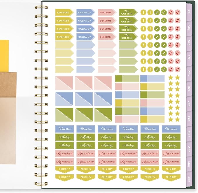 Cambridge Planner 2026-2027 Weekly & Monthly Academic 12-Month July-June, 8-1/2" x 11", Cherrywood Lane, Piper Stripe (CL19-905A)