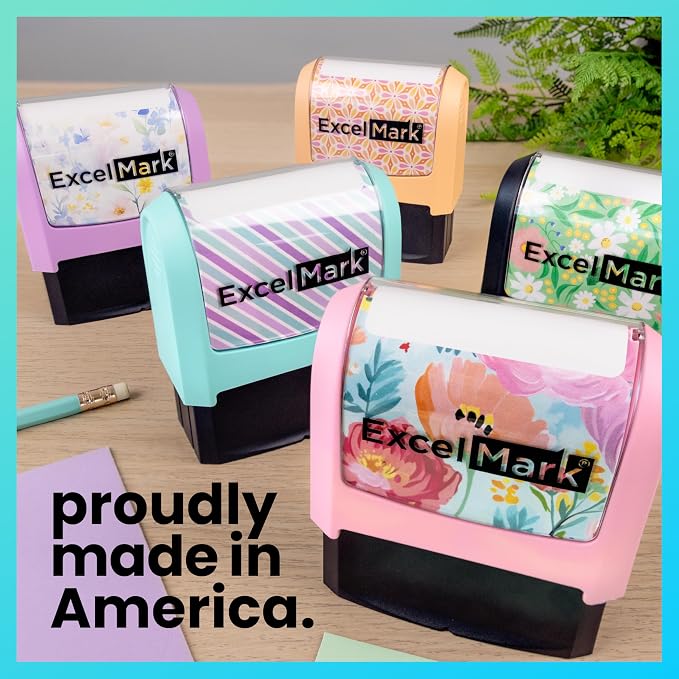 ExcelMark Address Stamp - Custom Return Address Stamp with Elegant Designs, Vibrant Colors & Patterns – Perfect for Mail, Invitations & Gifts (Peach, Heritage Classic)