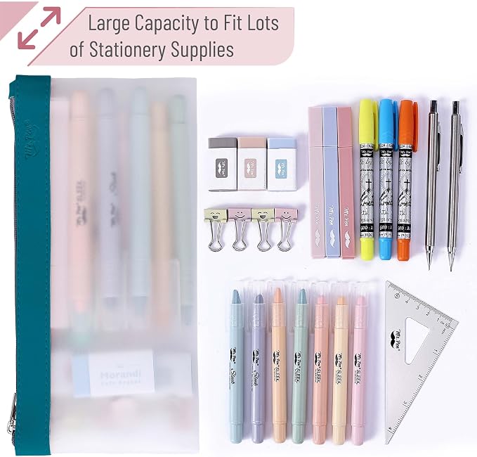 Mr. Pen- Clear Pencil Pouch, 8.50"x4.25", 6 Pack, Durable TPU Material | Medium Water-Resistant Pencil Bags with Smooth Zipper, Multipurpose Clear Pouch for Stationery, School, Office