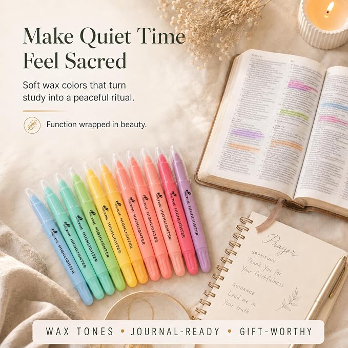 10 Pack Bible Safe Highlighters - Sorbet Color, Wax Highlighters | No Bleed, Scripture Markers for Journaling, Study Accessories and School Supplies