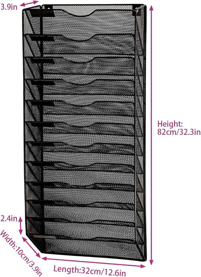 Wall Mounted File Organiser A8 Mesh in Hanging Wall File Holder Mail Organiser