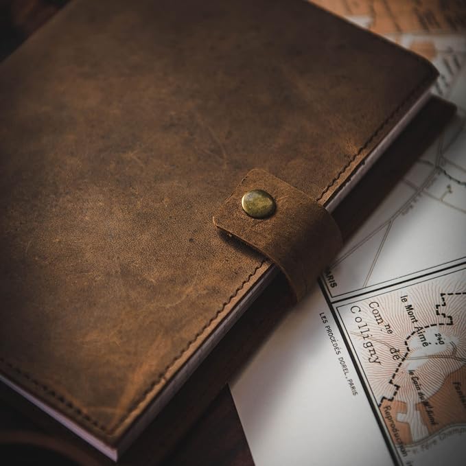 Modest Goods Refillable Leather Journal | Premium Lined A5 Notebook Cover | 200 Ruled Writing Pages | Card Holder Slot | Leather Bound Journals for Men & Women, Best Gift Travel Diary, Cool Planner