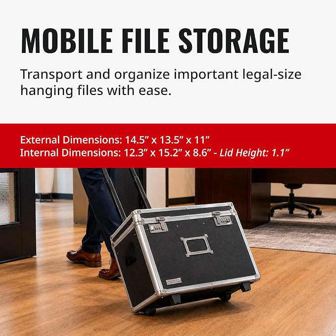 Vaultz Locking Mobile Business Case, Legal Size, 14.5 x 13.5 x 11 Inches, Black (VZ00194)