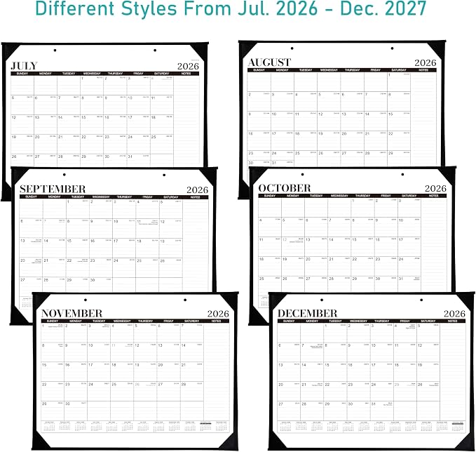 2026-2027 Desk Calendar - 18 Months Large Desk Calendar 2026-2027, Jul.2026 - Dec.2027, 22" x 17", 26-27 calendar Desk with Large Ruled Blocks, To-do List & Notes