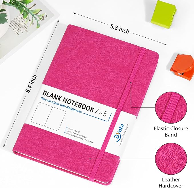 Dynta Blank Journal,10 Packs A5 Unlined Journaling Notebooks 200 Pages/100 Sheets,8.4'' x 5.8 '',10 Colors Hardcover Notebook for Work, School, Note Taking,Sketching or Gifts