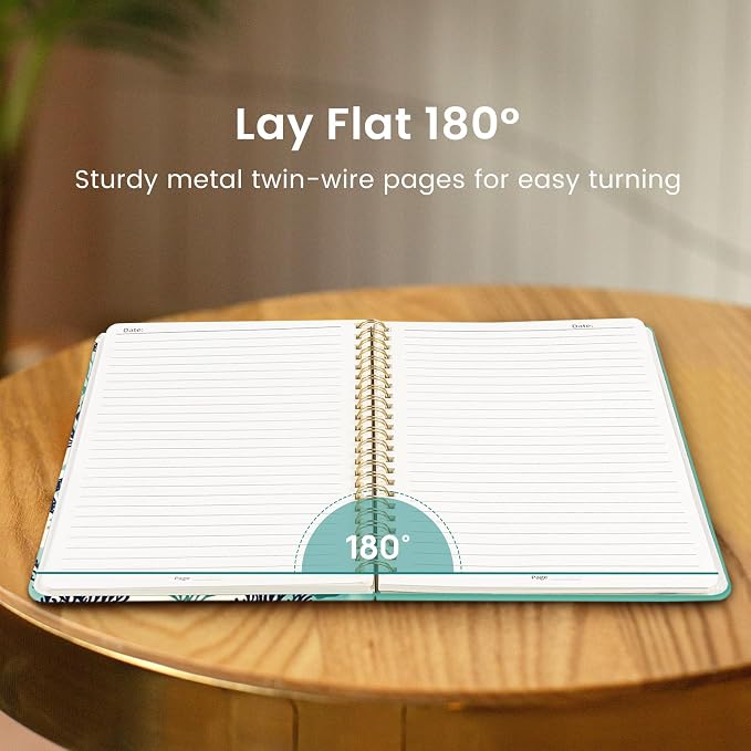 Taja Lined Spiral Journal Notebook for Women, A5 Cute College Ruled Hardcover Notebook for Work & Note Taking, Pretty Journal for Writing, 140 Pages, Drifting Whales