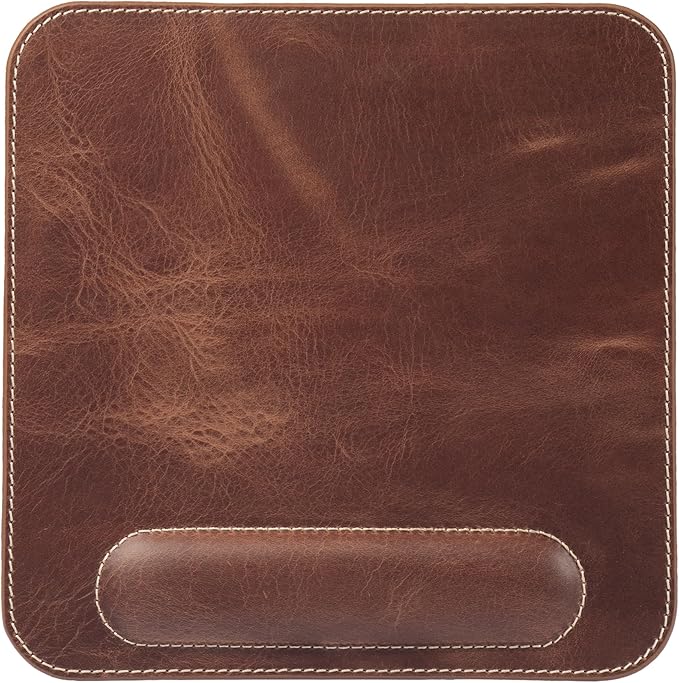 Londo Top Grain Leather Mouse Pad with Wrist Rest – Ergonomic Support, Non-Slip Base, Smooth Surface