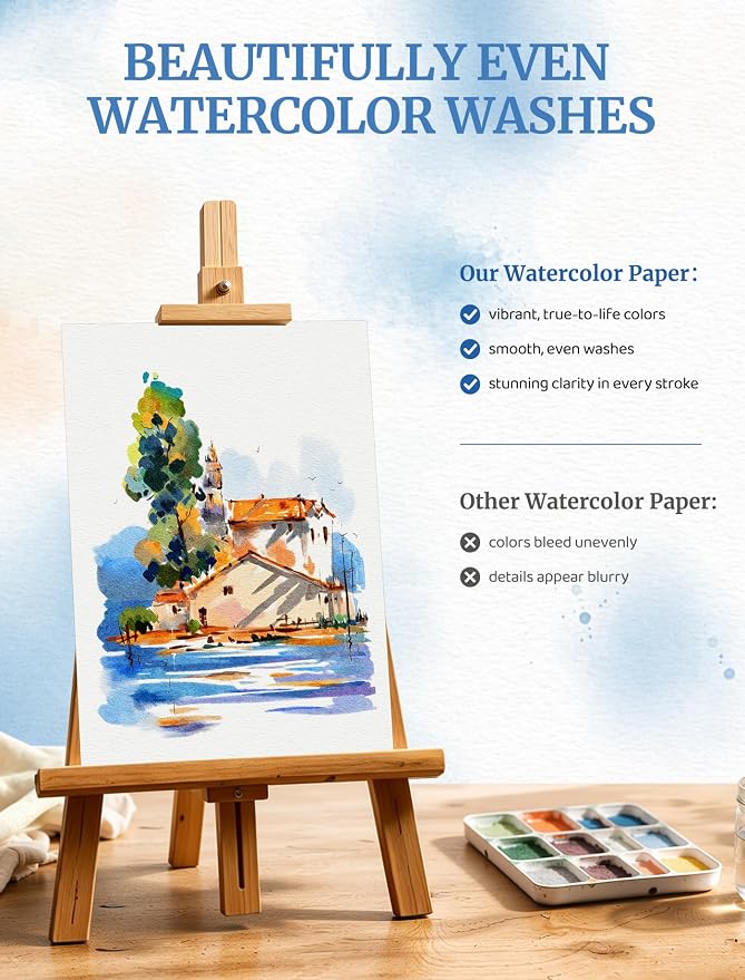 84 Sheets Watercolor Paper 5x7, 110 LB/230 GSM Water Color Paper 5 x 7, Cold Press Watercolor Paper Bulk, 5x7 Watercolor Paper Pad for Kids Adults, Art Paper for Painting, Sketching, Acrylic, Gouache