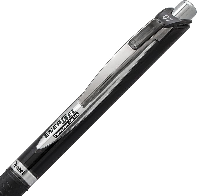 Pentel EnerGel PRO Permanent Gel Pen, (0.7mm), Medium Line, Archival and Water-Proof, Black Ink, Pack of 2 (BLP77BP2A)