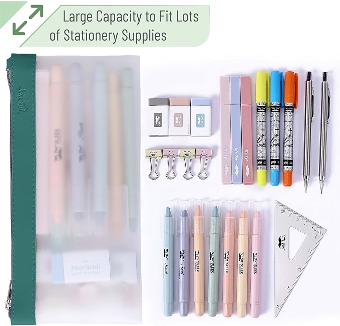 Mr. Pen- Clear Pencil Pouch, 8.50"x4.25", 6 Pack, Durable TPU Material | Medium Water-Resistant Pencil Bags with Smooth Zipper, Multipurpose Clear Pouch for Stationery, School, Office