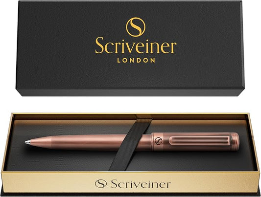 Scriveiner Copper Ballpoint Pen - Stunning Luxury Pen, Schmidt Black Refill, Best Ball Pen Gift Set for Men & Women, Professional Executive Office, Nice Fancy Designer Pens