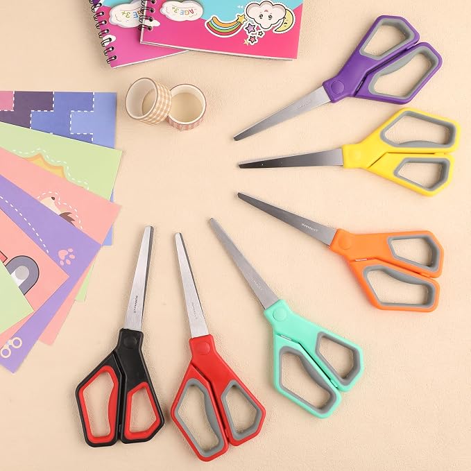 BURVAGY 18Pack 8" Scissors All Purpose, Heavy Duty Scissors with Ultra Sharp Blades Comfort Grip Handles - For Office Home School Sewing Fabric Crafts, High/Middle School Student Teacher Scissor