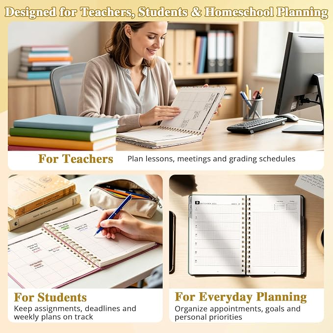 JoyCat Academic Planner 2026-2027, A5 Weekly & Monthly, Midnight Garden | July 2026-June 2027 A5 planner combines weekly and monthly layouts, tabs, grid notes and sticker sheets.
