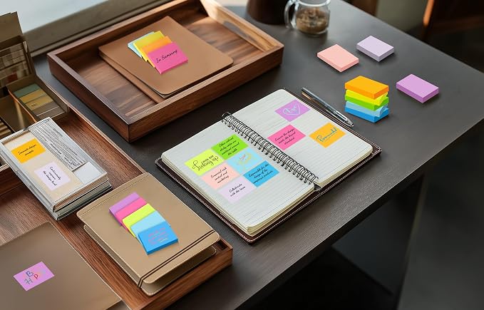 (54 Pads) Mini Sticky Notes 1.5x2 in, 9 Colors Bright Strong Adhesive Post, Suitable for School, Home, Office, Clean Removal