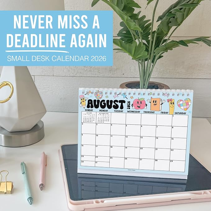 Small Desk Calendar 2026-2027 Standing Flip - 18-Month 2026 Desk Calendar Small for Home, Office & School, Standing Desks Calendars 2026-2027, Mini Desks Calendars, Back to School Teacher Gifts