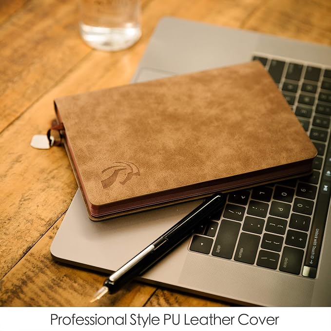 LeStallion Nice Leather Journal For Men/Women - 120 GSM Fountain Pen Notebook - 210 Numbered Pages, Table Contents | A5 Soft Cover Personal/Work Daily Journal | High End Luxury Notebook For Writing