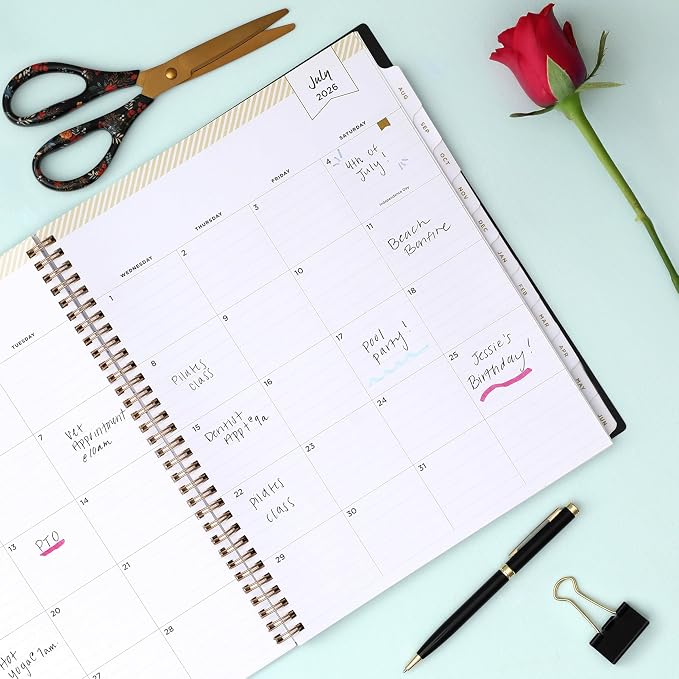 Blue Sky 2026-2027 Weekly & Monthly Academic Planner, 8.5"x11", Rose Garden | July 2026 - June 2027, Flexible Cover, Laminated Tabs, Storage Pocket, Stickers, Academic Year, Day Designer