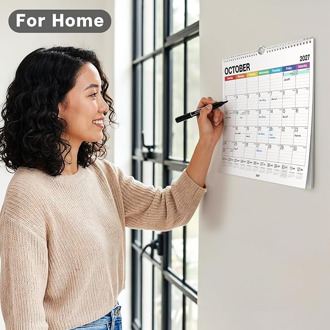 Dunwell Wall Calendar 2026-2027, 15" x 12", Jul. 2026 to Dec. 2027, 18 Months Monthly Planner with Thick Paper, Twin-Wire Binding, Large Hanging Calendar for School, Office Organizing, Easy Read
