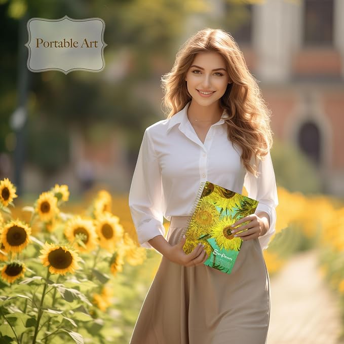 Large Spiral Notebook, B5, 300 Pages, 8x10 Big Notebook, Hardcover Large Journal, Thick Paper Lined Notebook, Vincent Van Gogh Sunflower gifts for Women and Children.