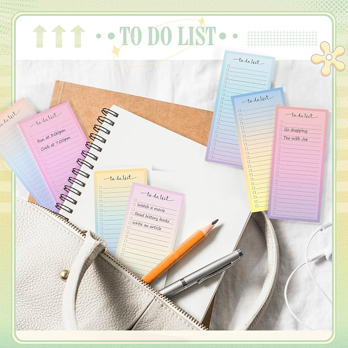 Censen 10 Pack 500 Sheets to Do List Notes Daily Checklist Notepad with 50 Sheets Undated Memo Pad Color Block Shopping List Weekly Plan Notepad Organizer Planners(Vivid Color,Lined)