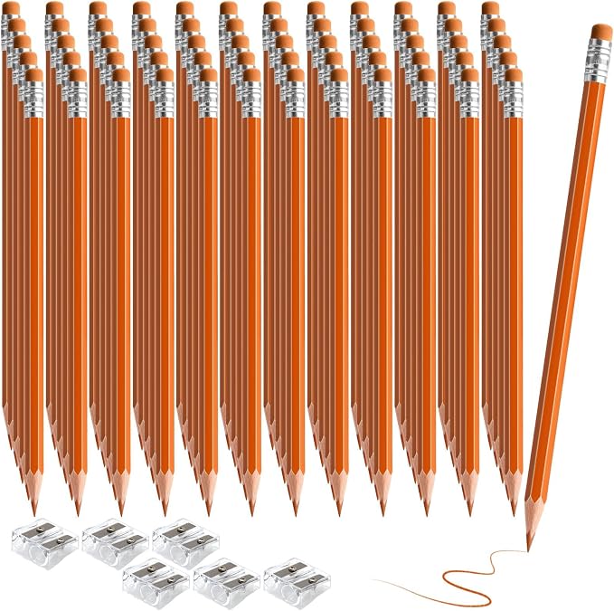 120 PCS Orange Pencils Bulk with Eraser, Pre-Sharpened HB Spring & Easter Pencils for Kids, School Supplies for Writing, Drawing & Easter Art Crafts(Orange)