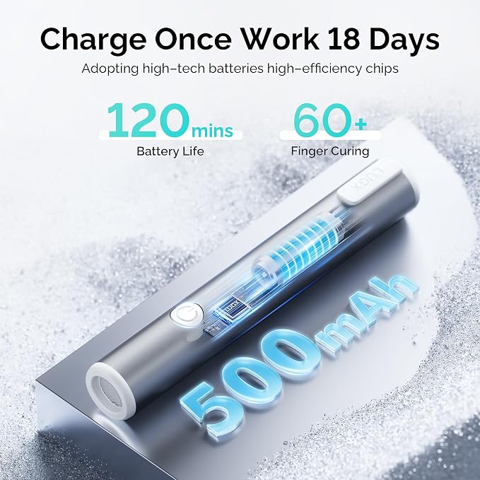 L'UGX Handheld uv Light for Gel Nails with Magnetic Fast Charging – High Power Portable LED Nail Lamp for Gel Polish, Cordless Nail Dryer for Salon & Home- Gray