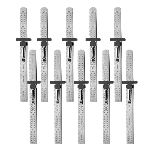 PEC Tools 6” Machinist Pocket Ruler – 10 Pack Bundle, Stainless Steel with Pocket Clip, Round End, 32nds and 64ths Graduations on Front, Decimal Equivalents Chart on Back, Made in USA