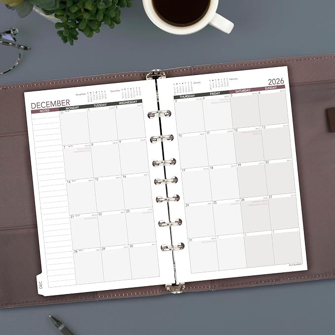 AT-A-GLANCE 2026 Planner Refill, Weekly, 5-1/2" x 8-1/2", Desk Size 4, Loose-Leaf (061-285Y-26)