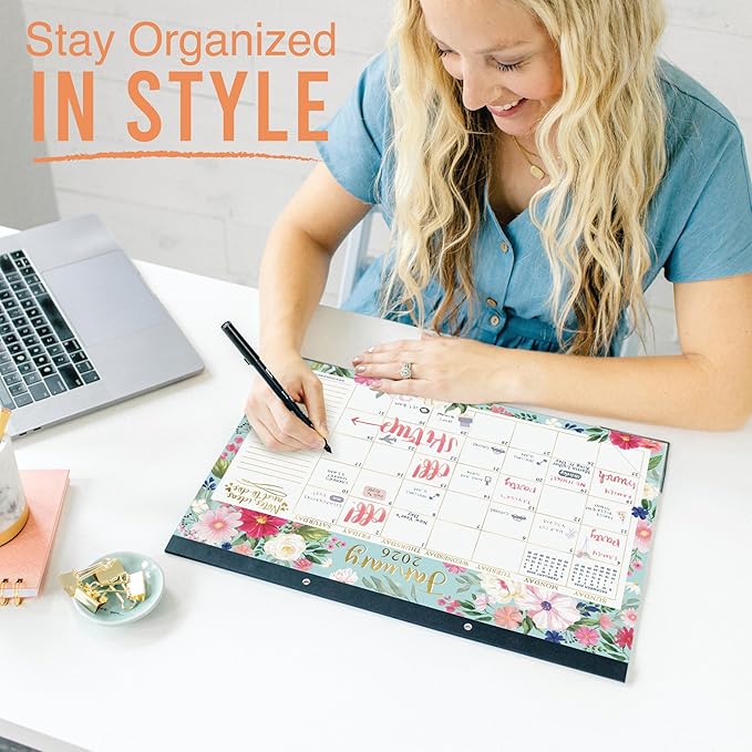 Hadley Designs Large Teacher Desk Calendar 2026-2027 - Desktop Calendar 2026, 18-Month Academic Desk Calendars for School, Home & Office, Cute Classroom Must Haves, Back to School Teacher Gifts